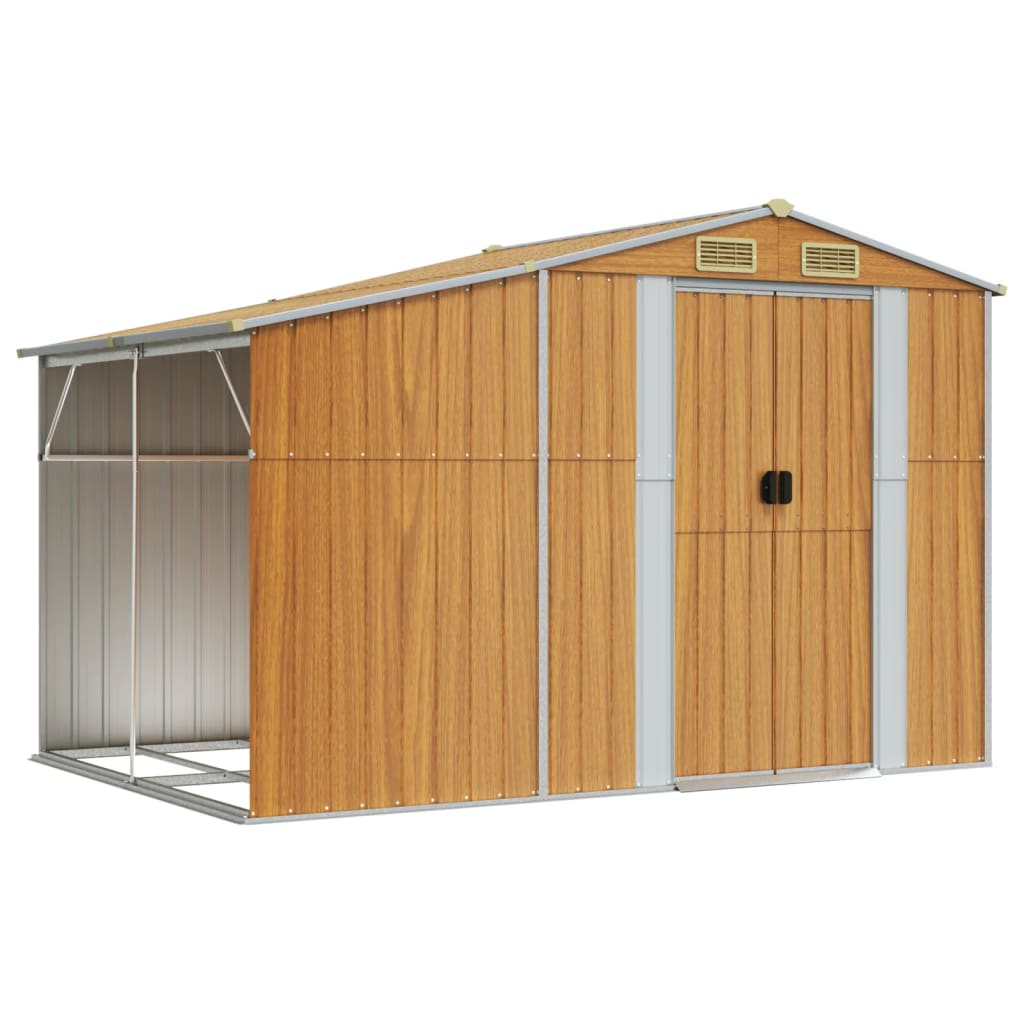 vidaXL Garden Shed Light Brown 277x192.5x179 cm Galvanised Steel