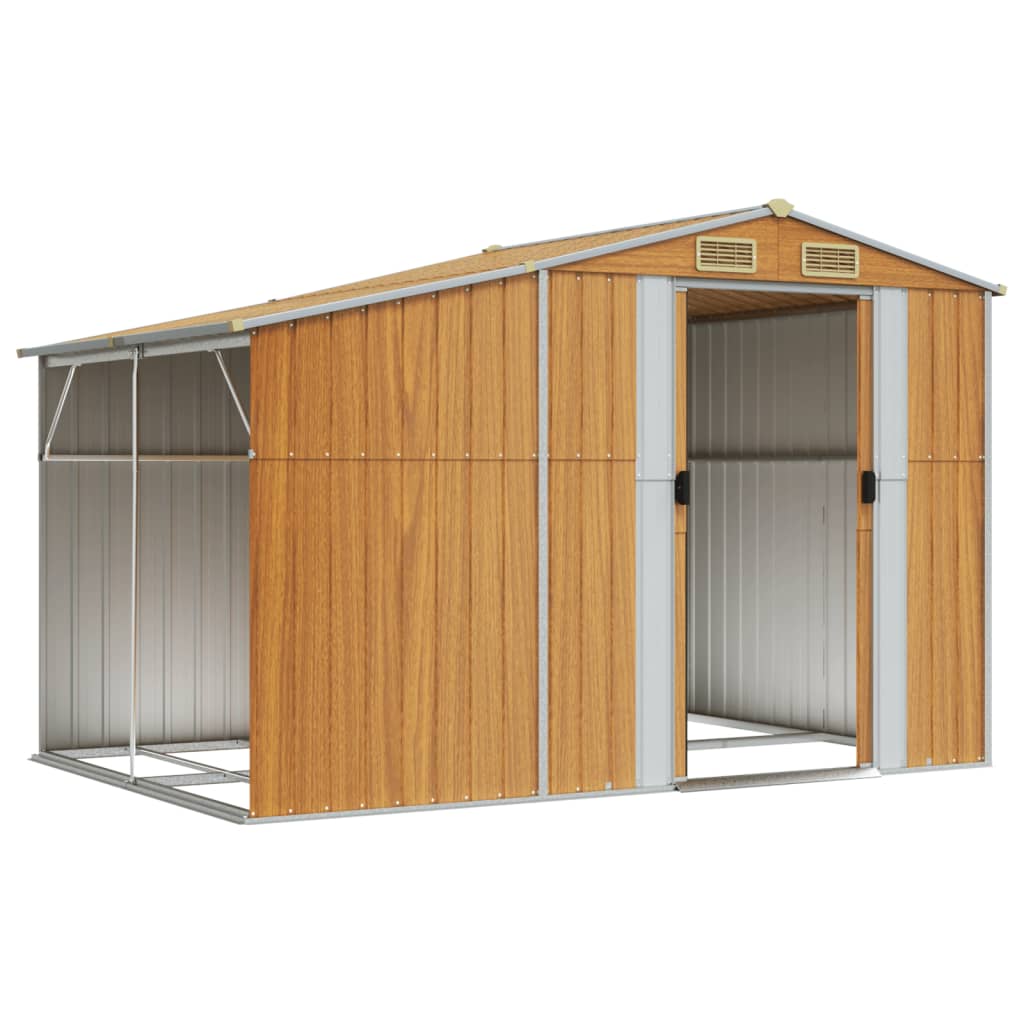 vidaXL Garden Shed Light Brown 277x192.5x179 cm Galvanised Steel