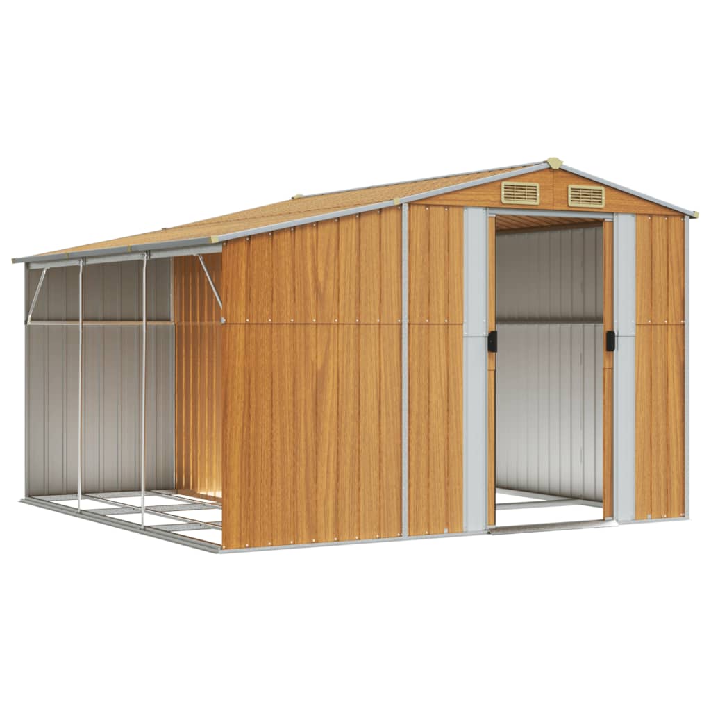 vidaXL Garden Shed Light Brown 277x279x179 cm Galvanised Steel