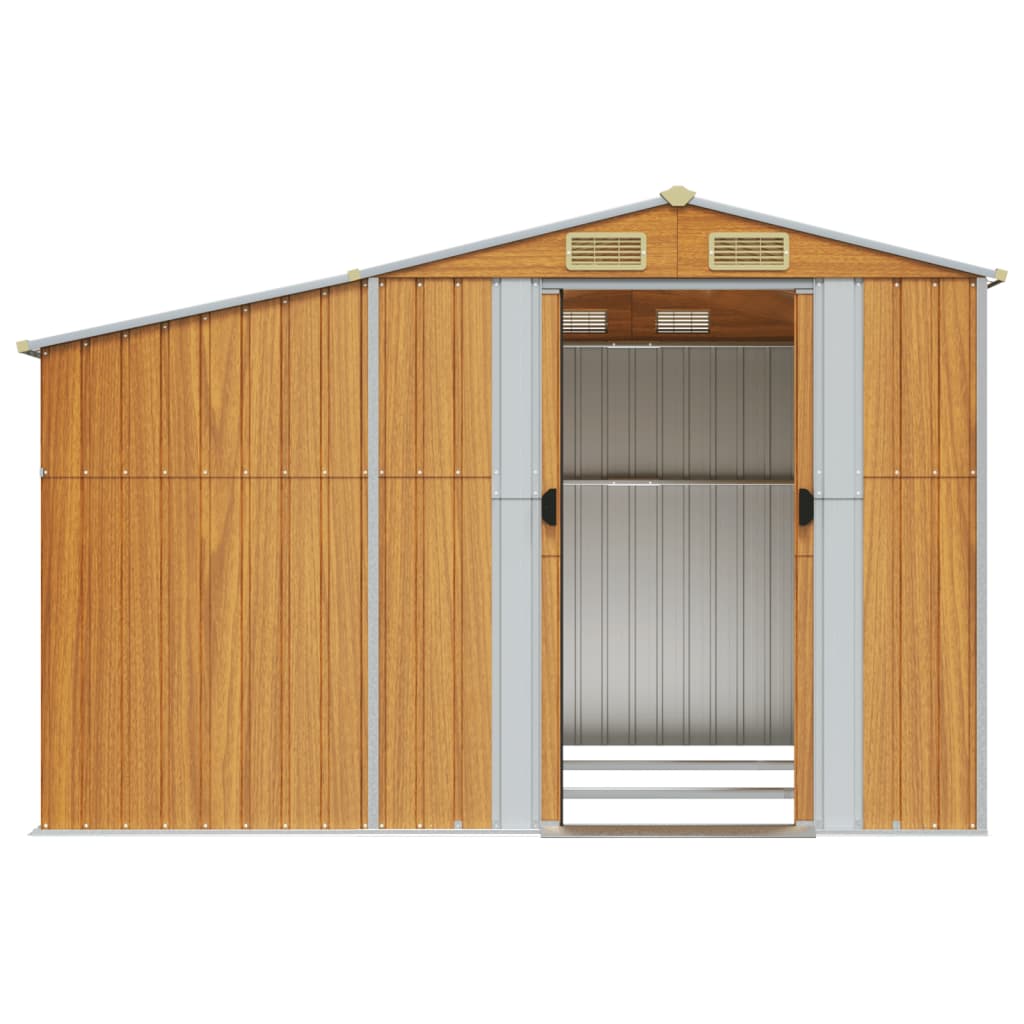 vidaXL Garden Shed Light Brown 277x279x179 cm Galvanised Steel