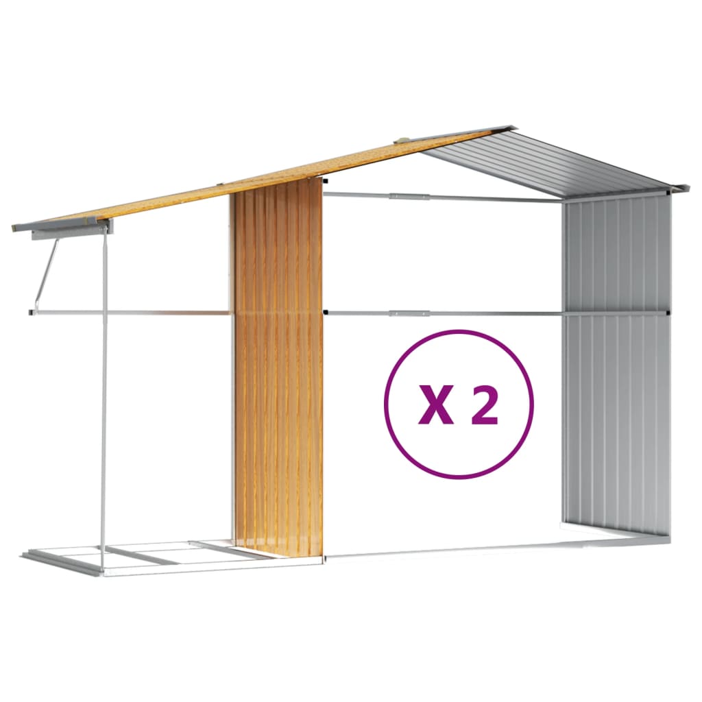 vidaXL Garden Shed Light Brown 277x279x179 cm Galvanised Steel