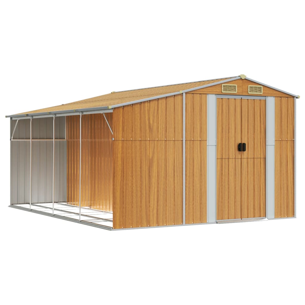 vidaXL Garden Shed Light Brown 277x365.5x179 cm Galvanised Steel