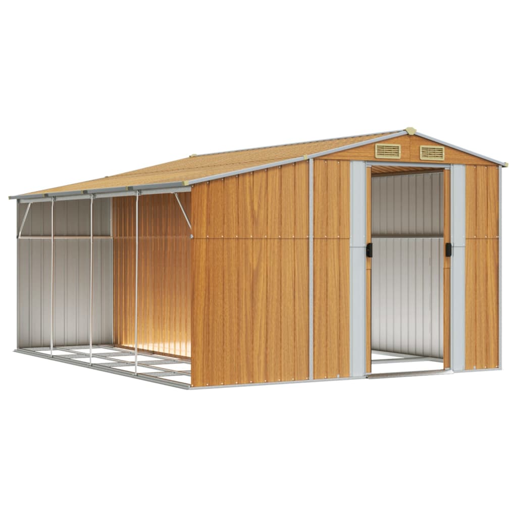 vidaXL Garden Shed Light Brown 277x365.5x179 cm Galvanised Steel