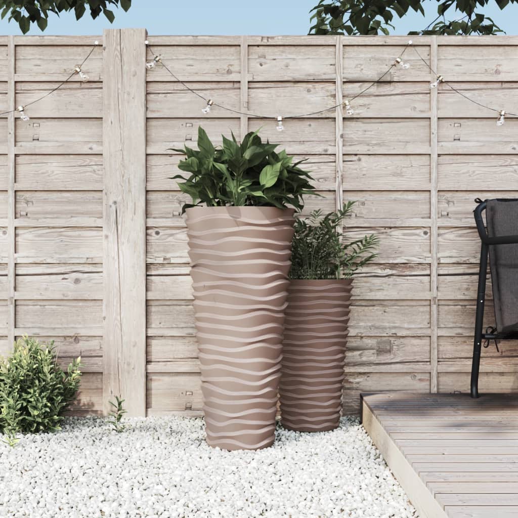 Planter with Removable Inner Mocha 18/45 L PP Grooved Look