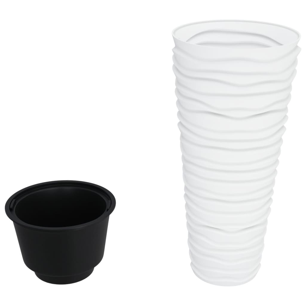 Planter with Removable Inner White 18/45 L PP Grooved Look