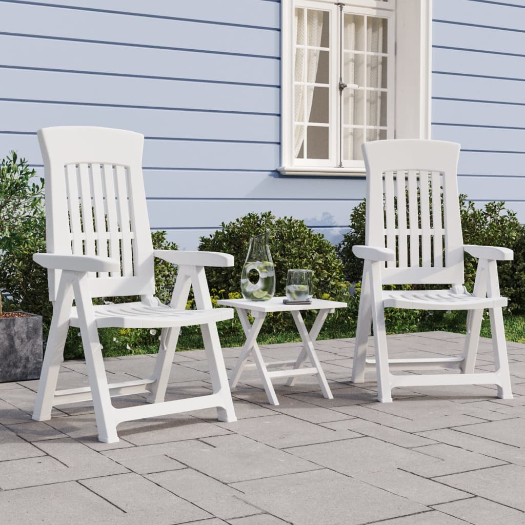 Garden Reclining Chairs 2 pcs White PP