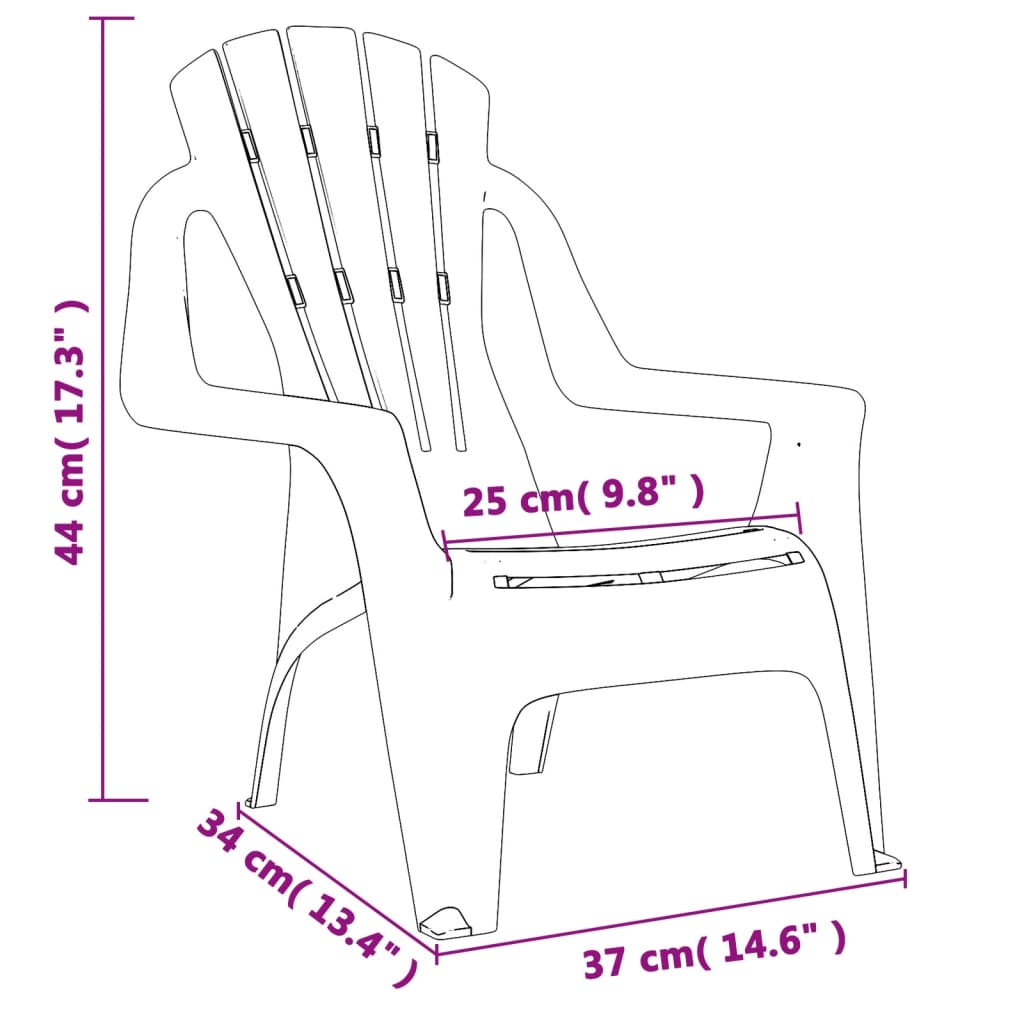 Garden Chairs 2 pcs for Children Red 37x34x44 cm PP Wooden Look