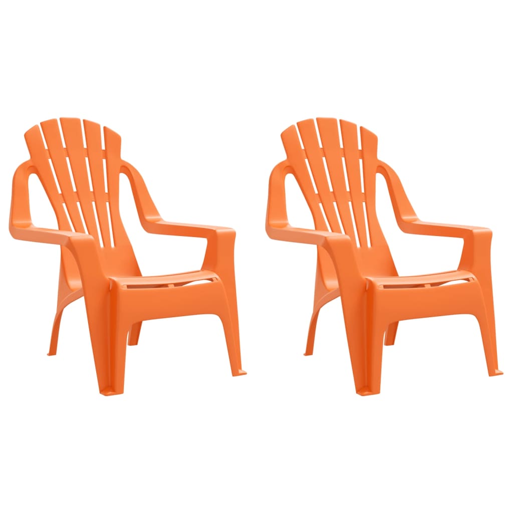 Garden Chairs 2 pcs for Children Orange 37x34x44cm PP Wooden Look