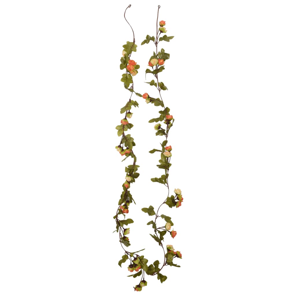 Christmas Flower Garlands 6 pcs Sunset Red 215 cm