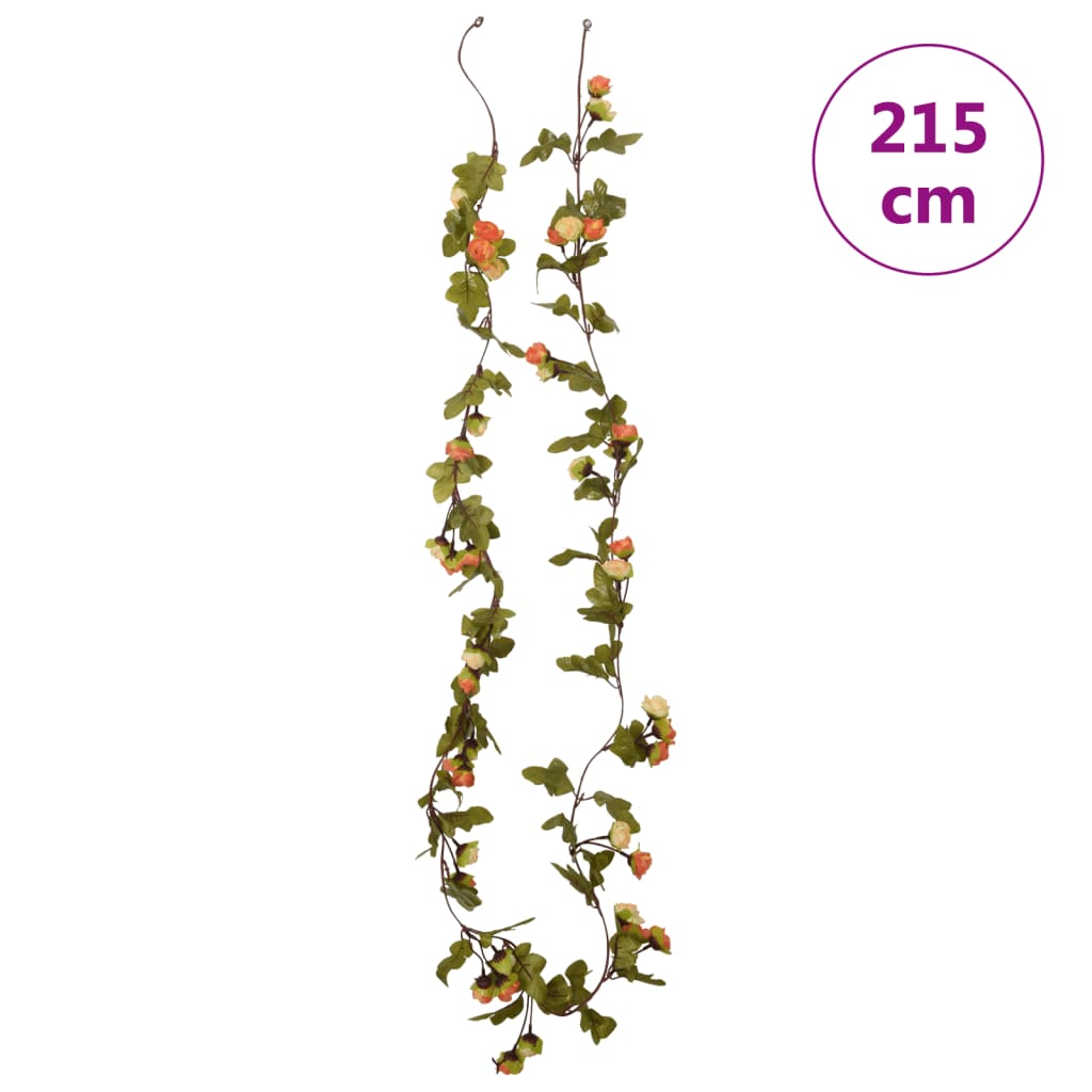 Christmas Flower Garlands 6 pcs Sunset Red 215 cm