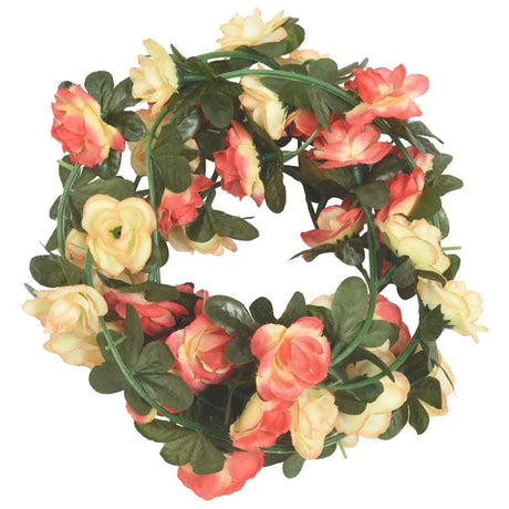 Christmas Flower Garlands 6 pcs Rose and Champagne 240 cm