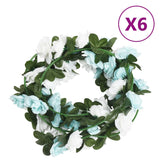 Christmas Flower Garlands 6 pcs Blue and White 240 cm