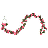 Christmas Flower Garlands 6 pcs Red Pink 240 cm