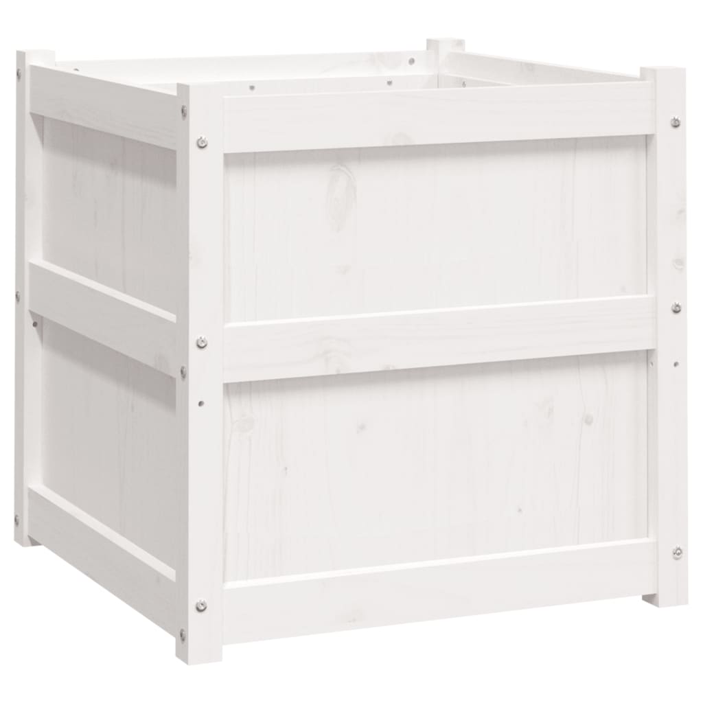 Garden Planter White 60x60x60 cm Solid Wood Pine