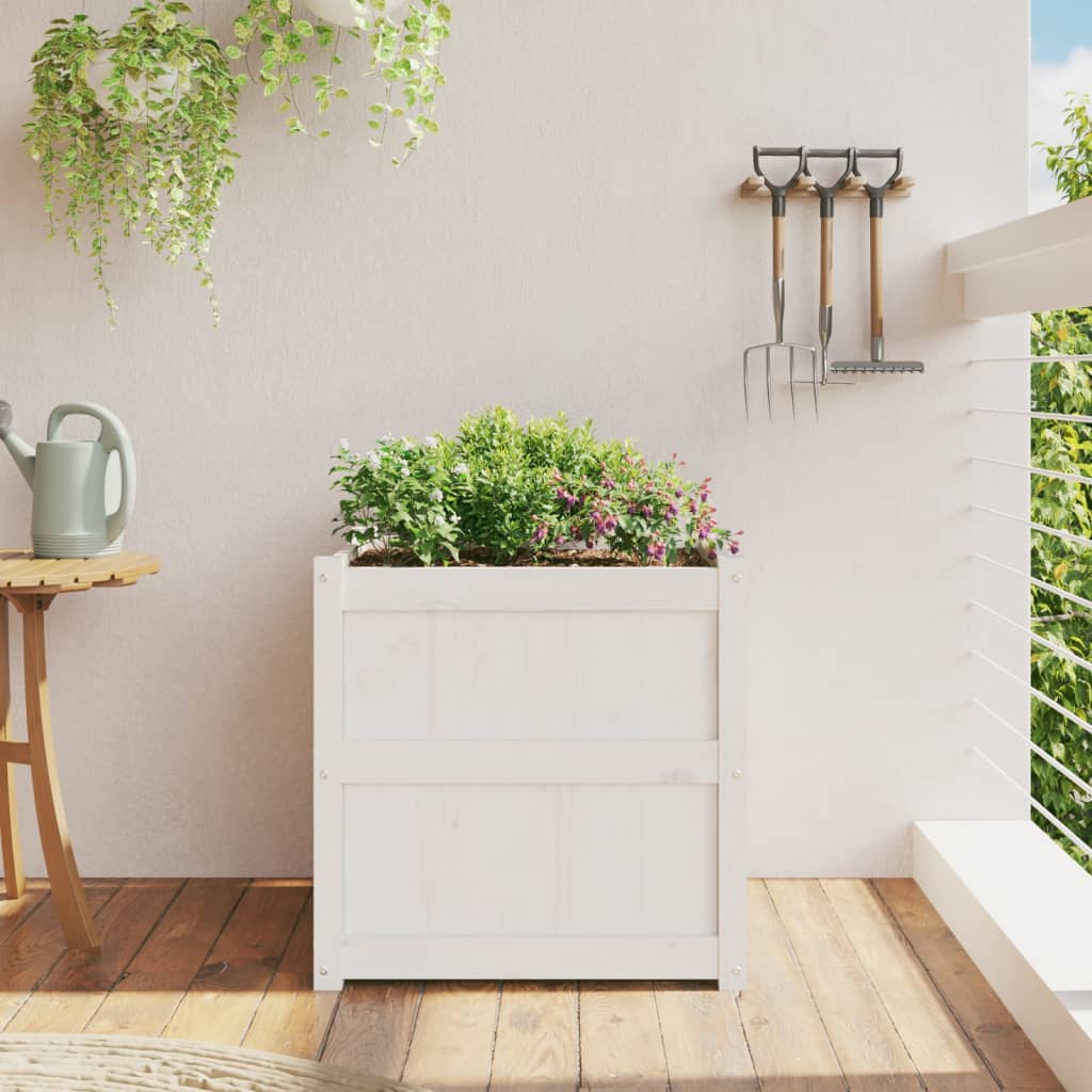 Garden Planter White 60x60x60 cm Solid Wood Pine