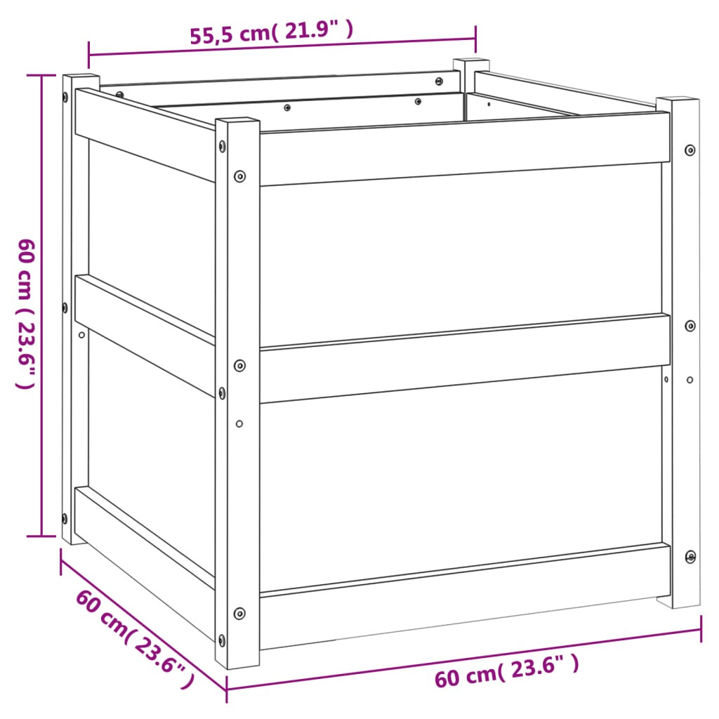 Garden Planter White 60x60x60 cm Solid Wood Pine