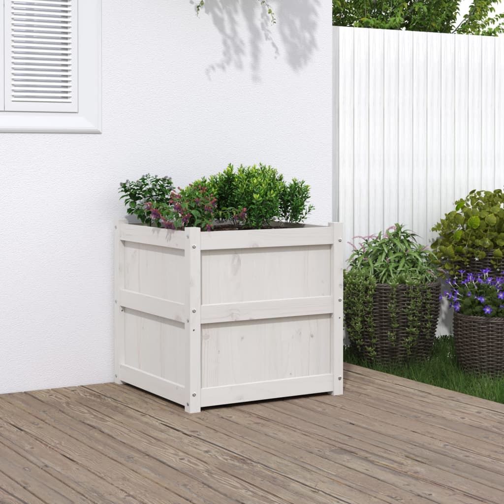 Garden Planter White 60x60x60 cm Solid Wood Pine