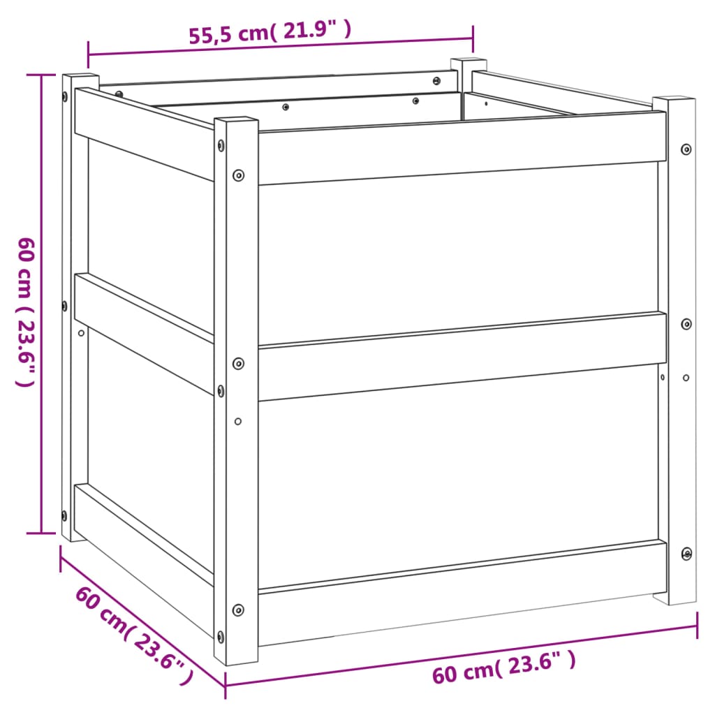 Garden Planter Wax Brown 60x60x60 cm Solid Wood Pine