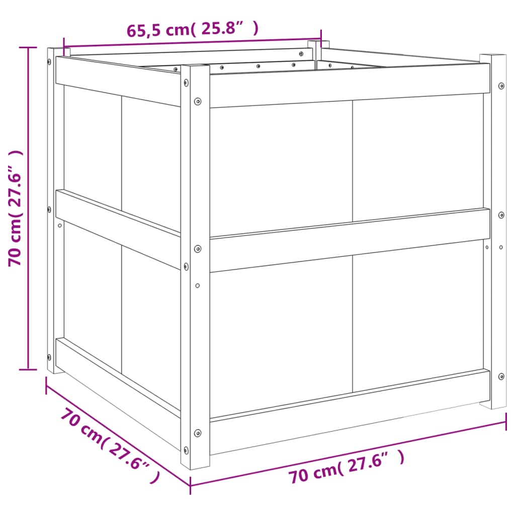 Garden Planter White 70x70x70 cm Solid Wood Pine