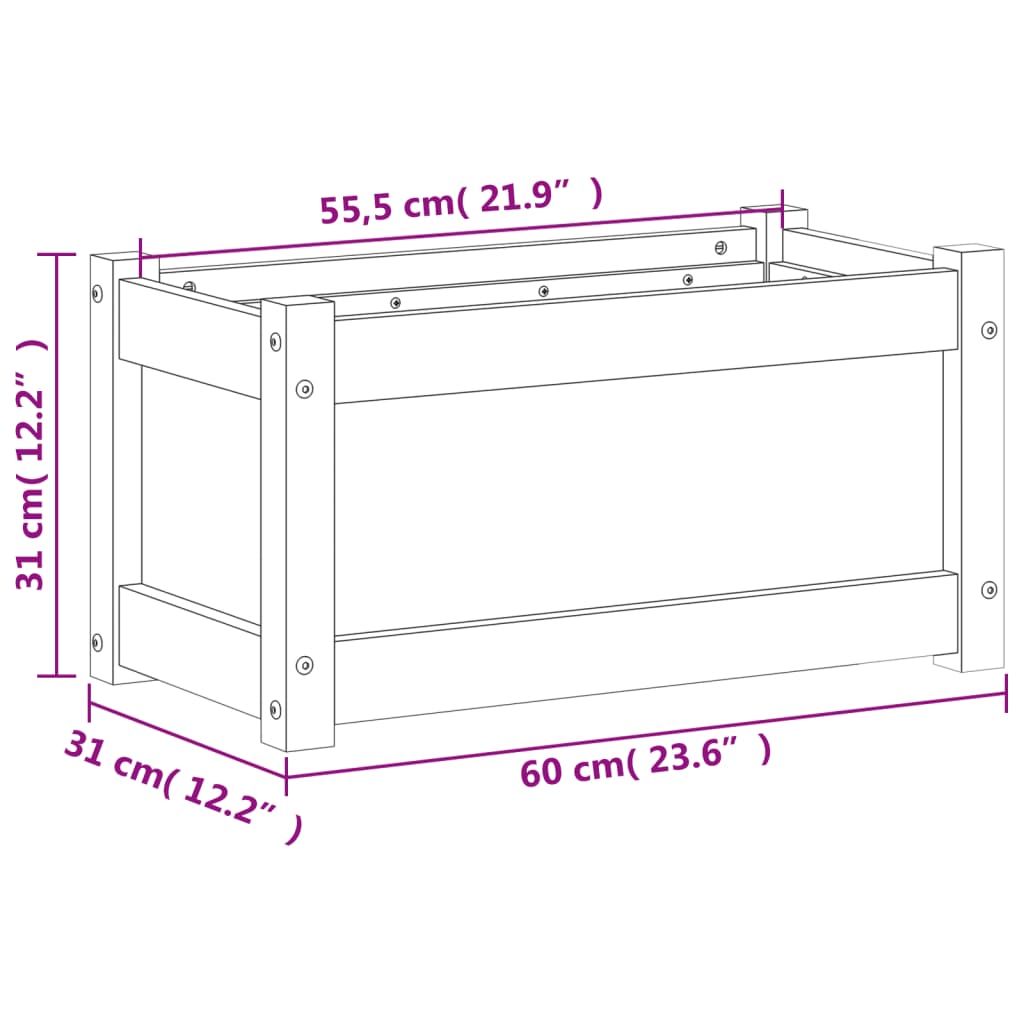 Garden Planter 60x31x31 cm Solid Wood Pine