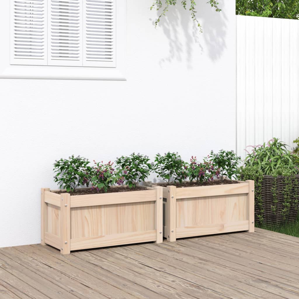 Garden Planters 2 pcs Solid Wood Pine