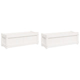 Garden Planters 2 pcs White Solid Wood Pine