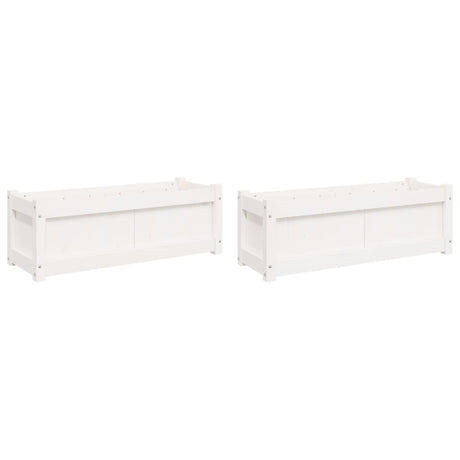 Garden Planters 2 pcs White Solid Wood Pine