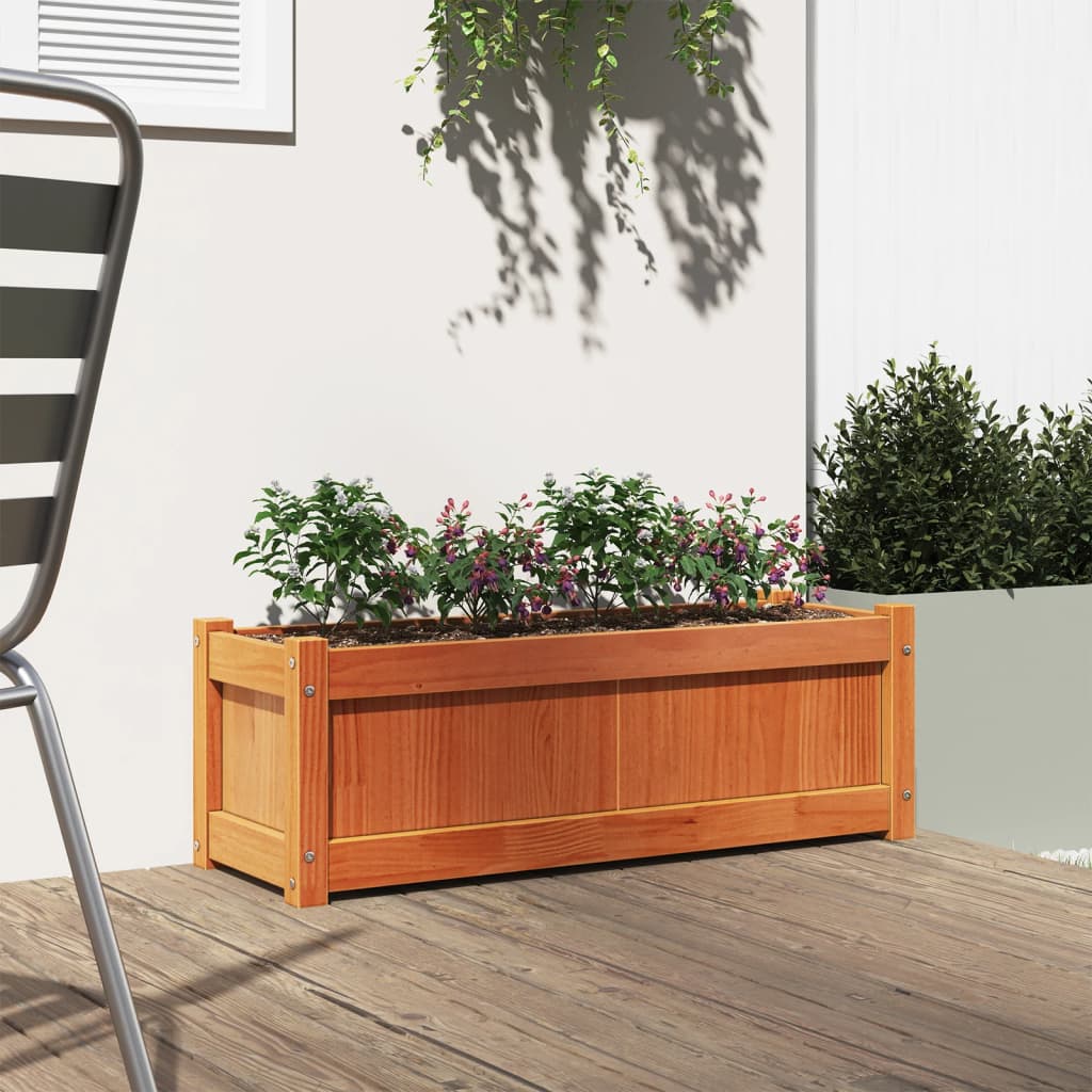 Garden Planter Wax Brown 90x31x31 cm Solid Wood Pine