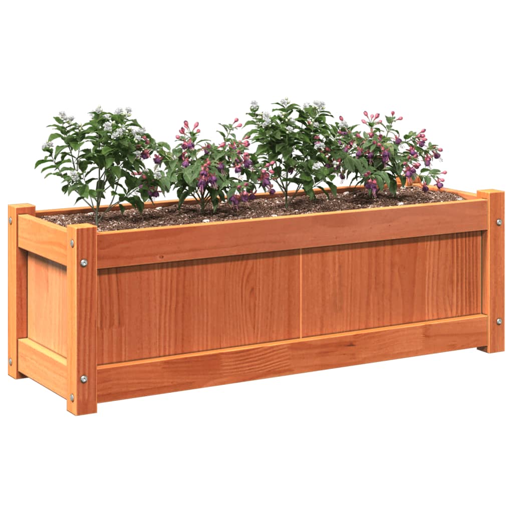 Garden Planter Wax Brown 90x31x31 cm Solid Wood Pine