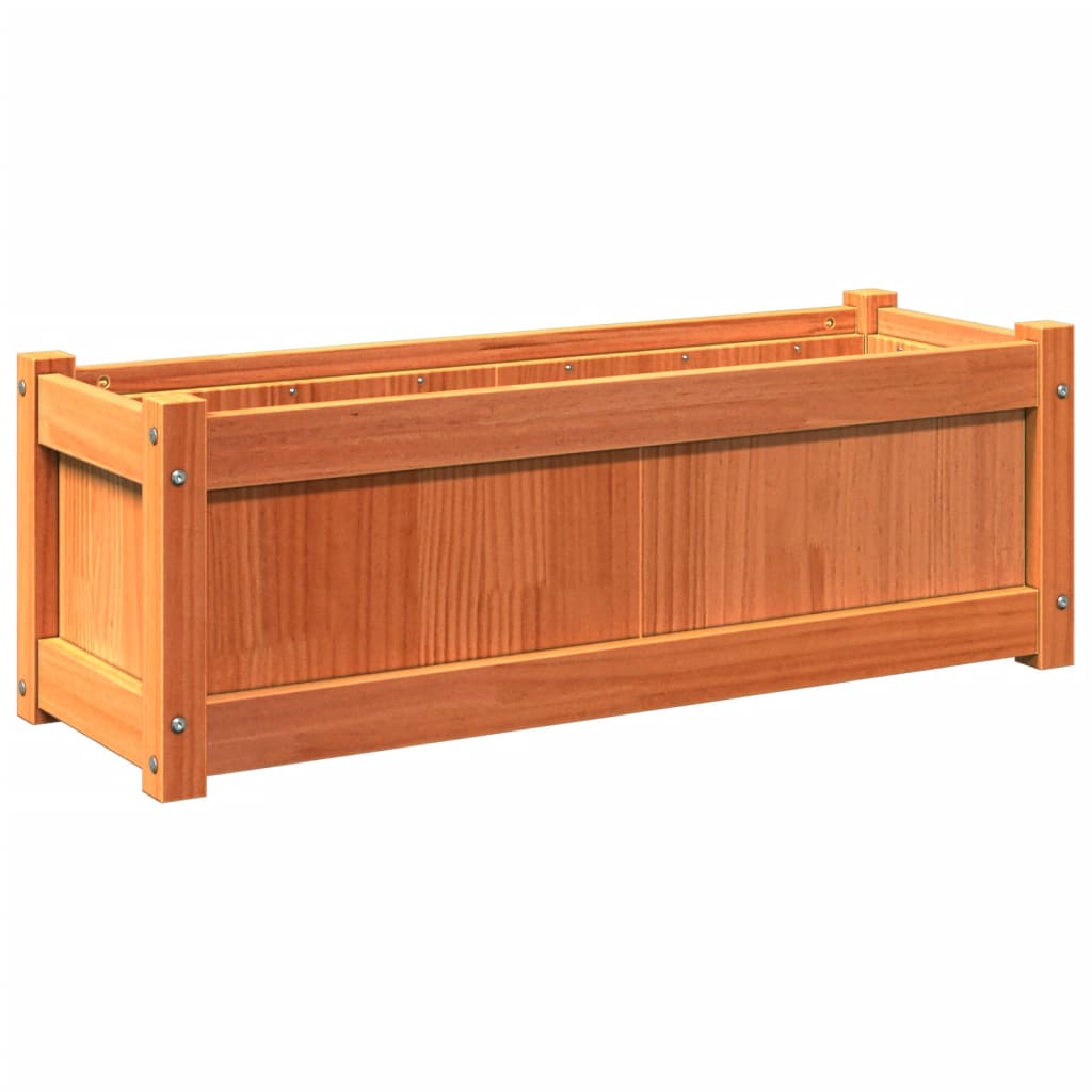 Garden Planter Wax Brown 90x31x31 cm Solid Wood Pine