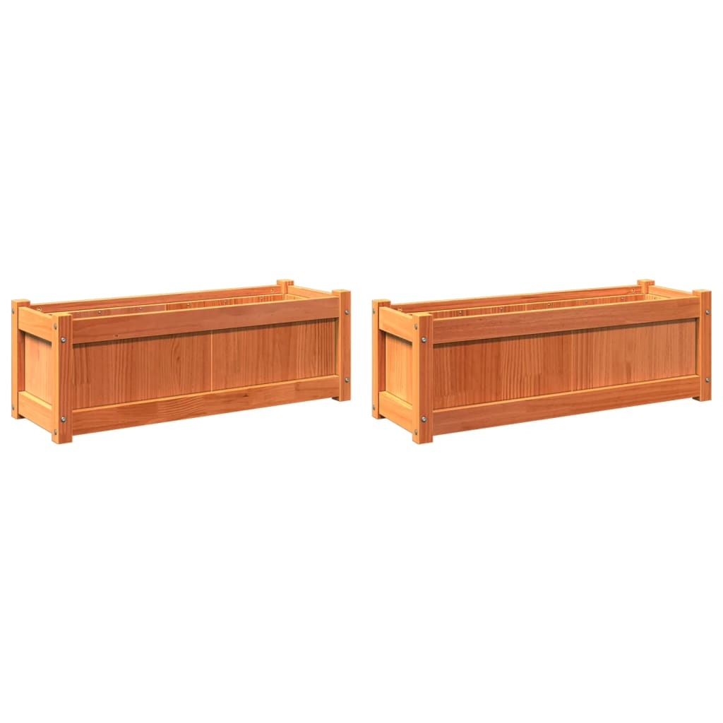 Garden Planters 2 pcs Wax Brown Solid Wood Pine