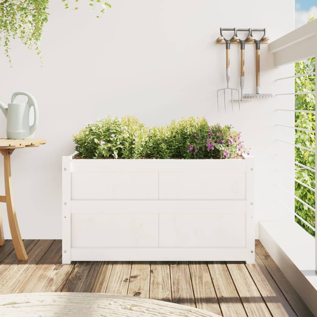 Garden Planter White 90x50x50 cm Solid Wood Pine