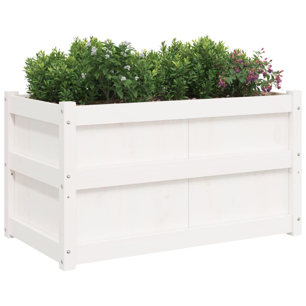 Garden Planter White 90x50x50 cm Solid Wood Pine