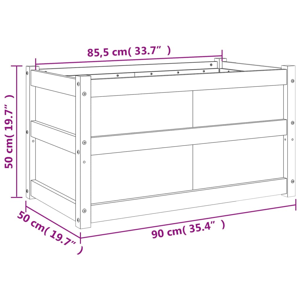 Garden Planter White 90x50x50 cm Solid Wood Pine