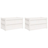 Garden Planters 2 pcs White Solid Wood Pine