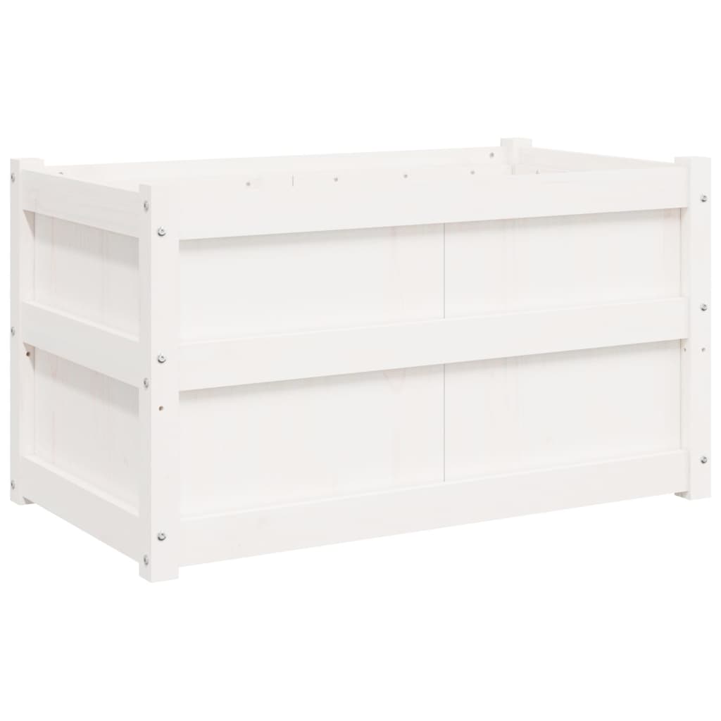 Garden Planters 2 pcs White Solid Wood Pine