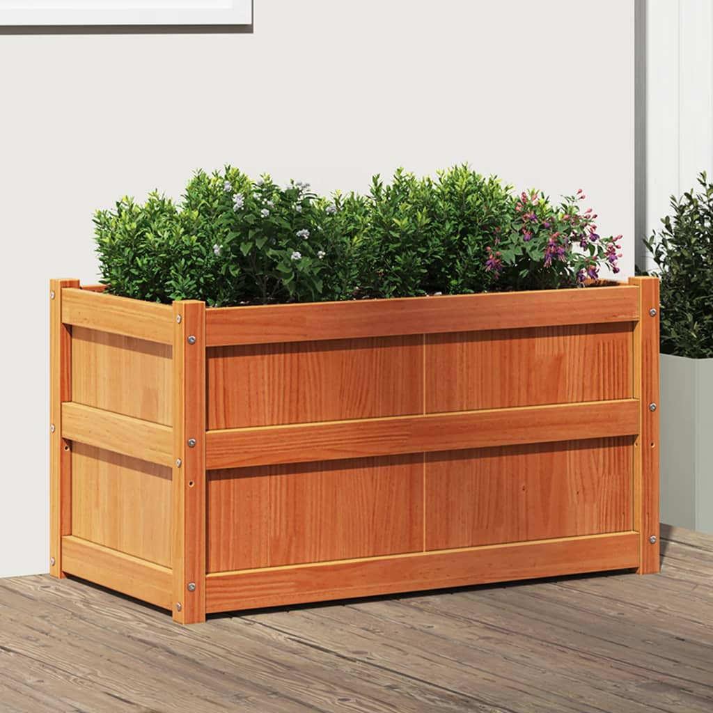 Garden Planter Wax Brown 90x50x50 cm Solid Wood Pine