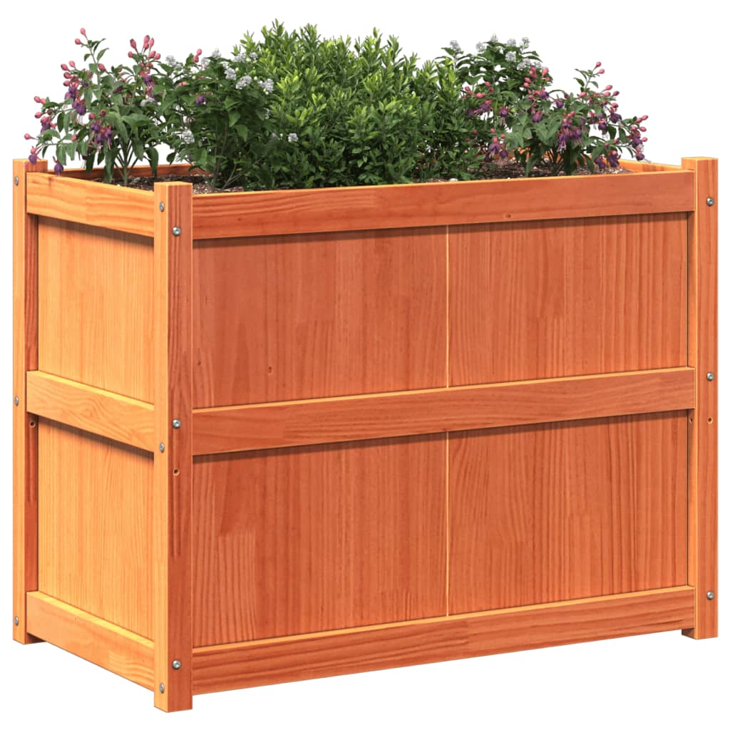 Garden Planter Wax Brown 90x50x70 cm Solid Wood Pine