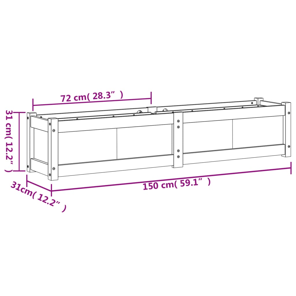 Garden Planter 150x31x31 cm Solid Wood Pine