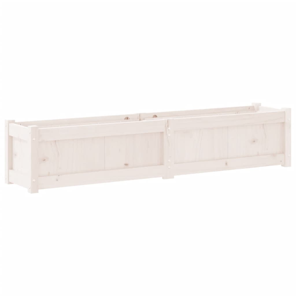 Garden Planter White 150x31x31 cm Solid Wood Pine