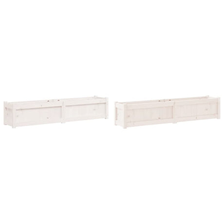 Garden Planters 2 pcs White Solid Wood Pine