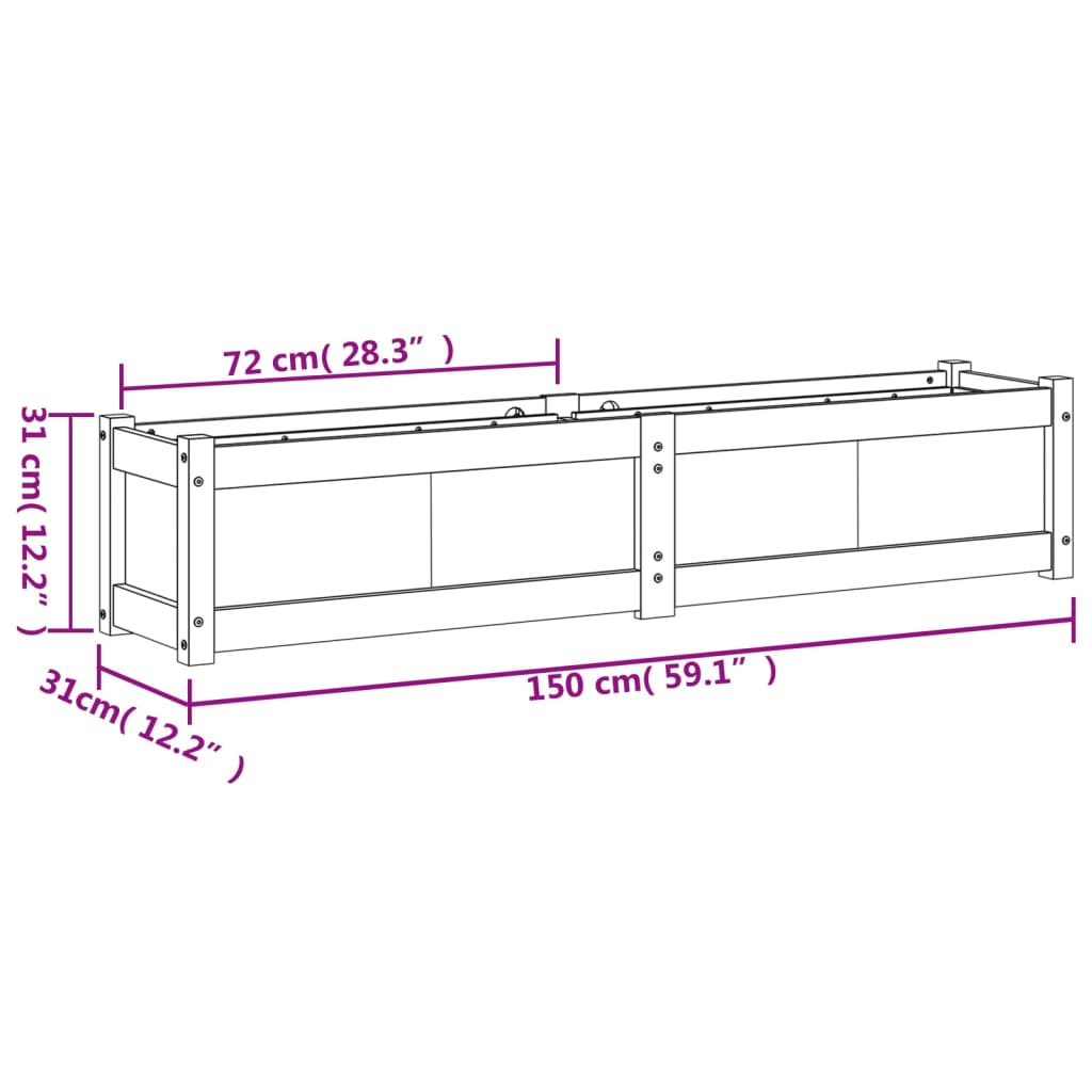 Garden Planter 150x31x31 cm Impregnated Wood Pine