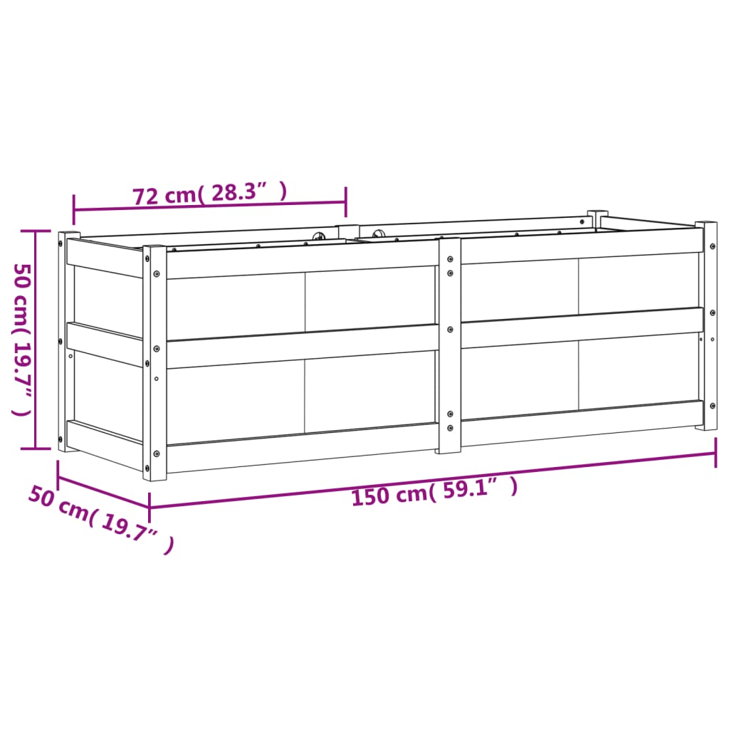 Garden Planter 150x50x50 cm Solid Wood Pine