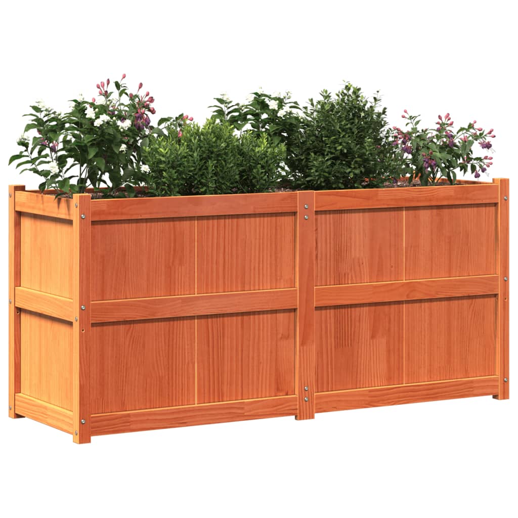 Garden Planter Wax Brown 150x50x70 cm Solid Wood Pine