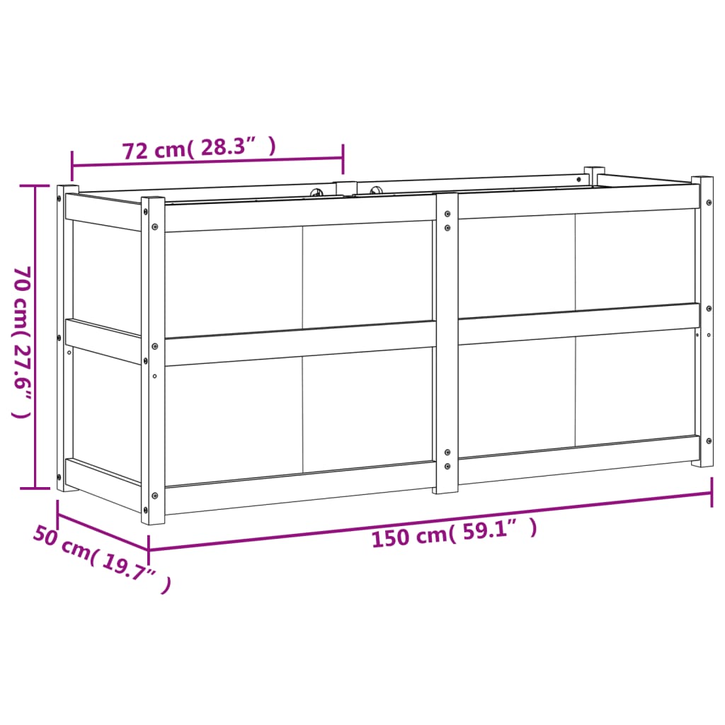 Garden Planter Wax Brown 150x50x70 cm Solid Wood Pine