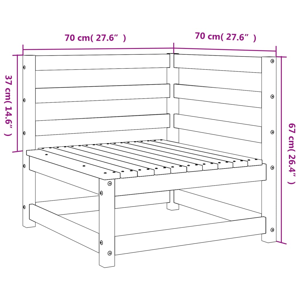 Garden Sofa Corner 70x70x67 cm Solid Wood Pine