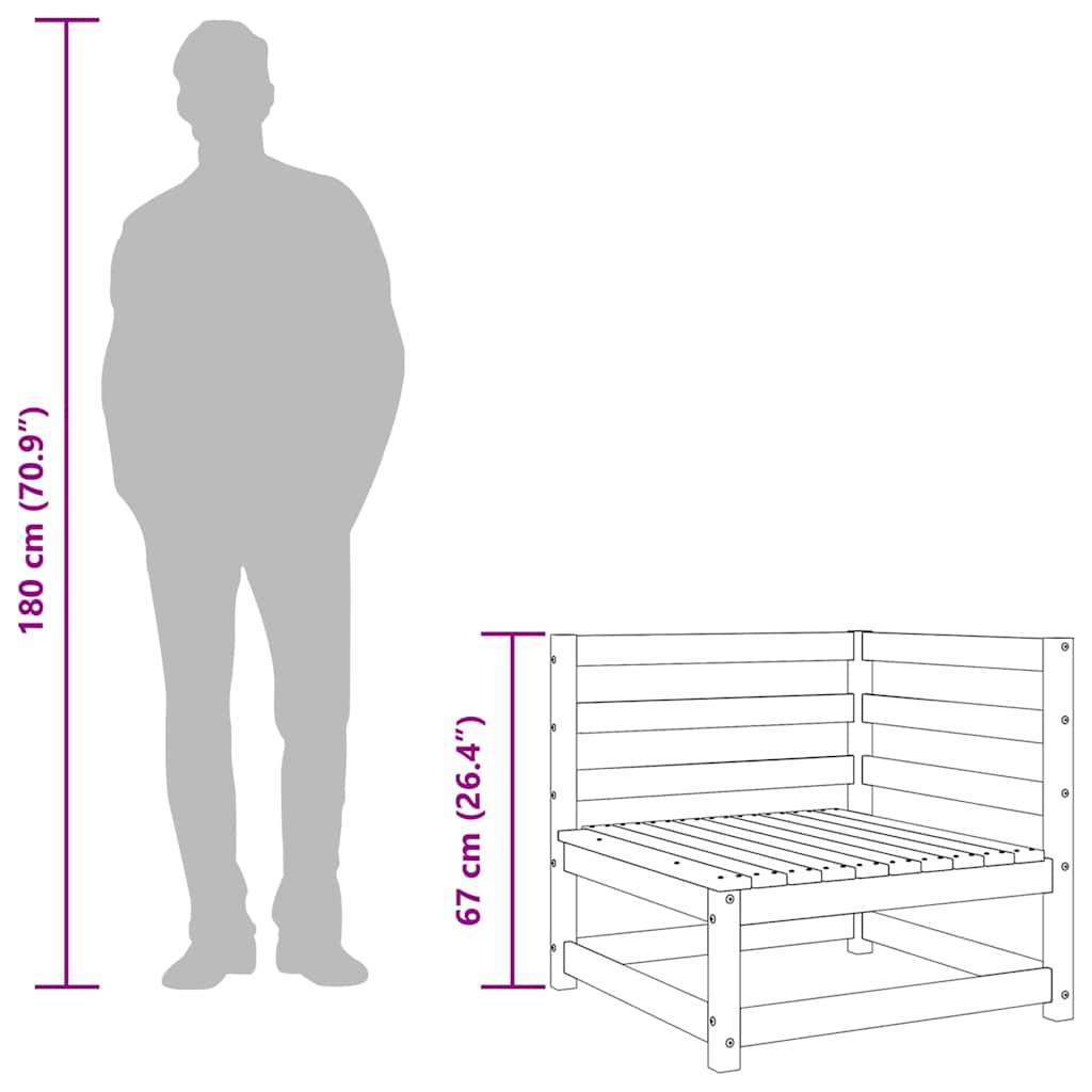 Garden Sofa Corner 70x70x67 cm Impregnated Wood Pine