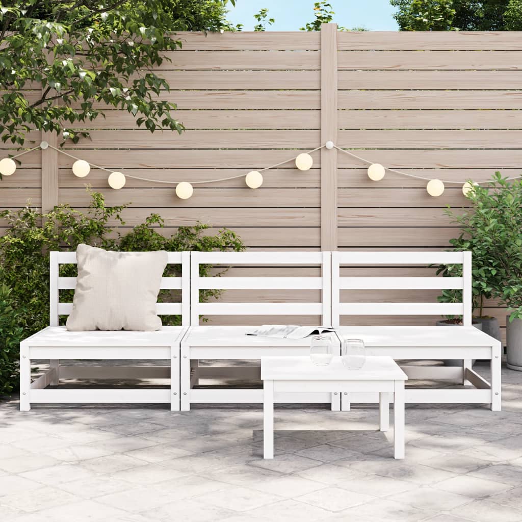 Garden Sofas Armless 3 pcs White 70x70x67 cm Solid Wood Pine