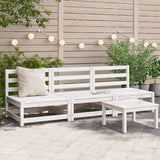 Garden Sofas Armless 3 pcs White 70x70x67 cm Solid Wood Pine