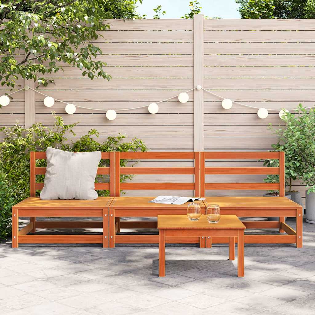 Garden Sofas Armless 3 pcs Wax Brown 70x70x67 cm Solid Wood Pine